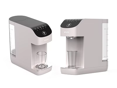 Modern Household Water Dispensers With Transparent Tank And Glass Cup Design 3d model