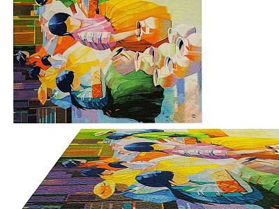 Square Rug with Vibrant Colorful Abstract Pattern Modern Artistic Design for Living Room Decor 3d model