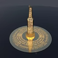 Bottle Shaped Art Installation With Text On Body And Circular Golden Base 3d model