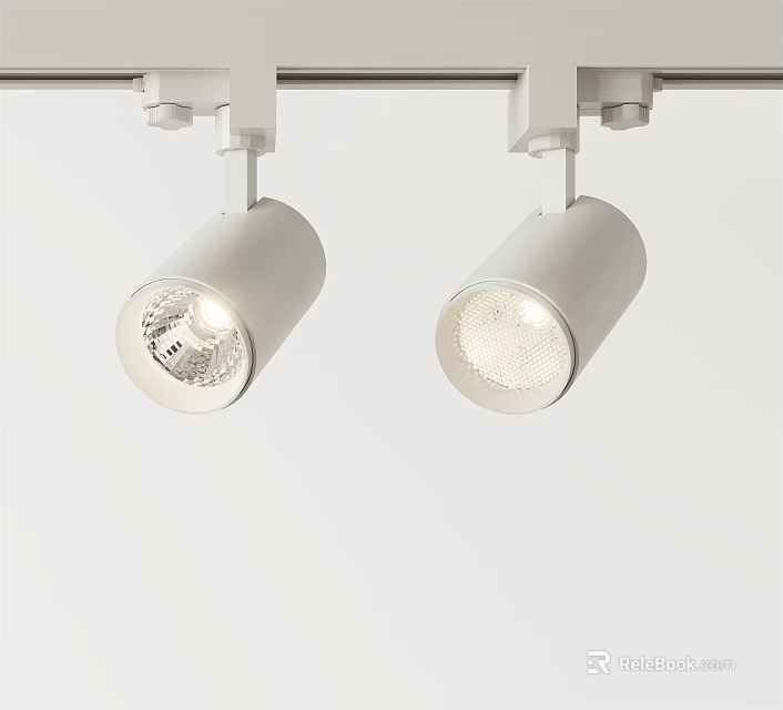 White Track Mounted Downlights And Spotlights With Sleek Design For Modern Interior Lighting 3d model 