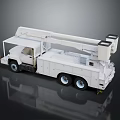 White Commercial Aerial Work Truck With Extended Boom And Utility Features