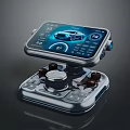Modern Vehicle Control Device With Car Image On Screen And Control Buttons