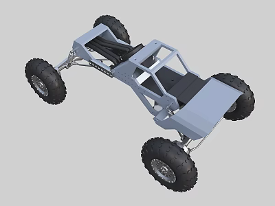 Gray Off Road Recreational Vehicle With Large Tires Open Frame Structure And Black Seats 3d model