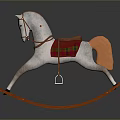 White Wooden Rocking Horse With Red Saddle And Orange Rockers