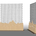 Modern Room Divider With Grid Pattern And Mountain Shaped Base Design 3d model