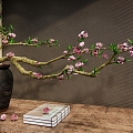 Vase Flower Art Peach Blossom Branch Peach Blossom Flower Artwork Pottery Pot Flower Art End Scene Case Hanging Painting 3d model