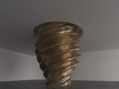Spiral Metallic Column With Golden Twisted Surface For Interior Art Decoration 3d model