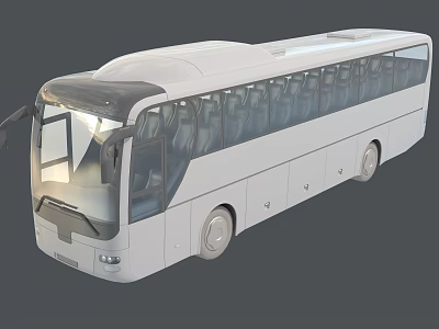Modern White Bus With Large Windows And Spacious Comfortable Seats Design 3d model