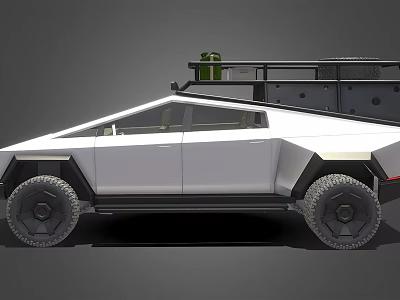 Futuristic White Off Road Car With Angular Body Design Roof Rack And Large Tires 3d model