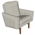 Modern Upholstered Armchair In Neutral Beige Fabric With Light Wooden Legs