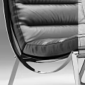 Modern Black Leather Leisure Chair With Stitched Design And Metal Frame