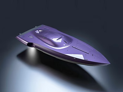 Sleek Purple Yacht Displaying Modern Aerodynamic Design In Dark Background 3d model