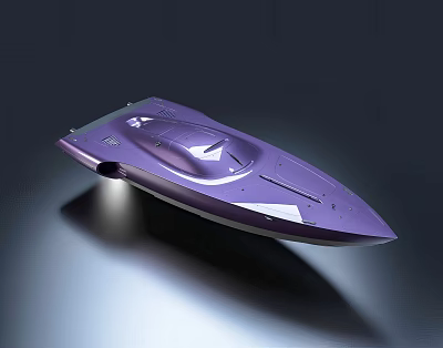 Sleek Purple Yacht Displaying Modern Aerodynamic Design In Dark Background 3d model