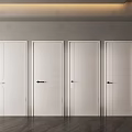 Modern White Hinged Doors With Different Designs In Interior Space 3d model