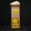 Yellow Grid Vending Machine with White Cloud Decor and White Balls Inside 3d model