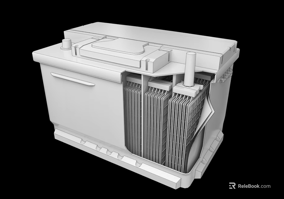 Public Facility Electrical Equipment Structural Design With Cooling Fins And Enclosure 3d model 