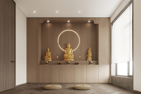 modern shrine buddha room buddha hall buddha room worship zen buddha hall worship buddha room leisure buddha hall 3d model