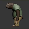 Adorable Game Movie Character Sloth Wearing Green T Shirt Red Striped Tie And Khaki Pants