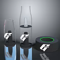 FAST Brand Transparent Glass Bottles With Black Bases And Circular Base Design