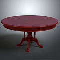 Elegant Red Round Wooden Table With Pedestal Base And Classic Design