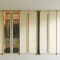 Modern Light Luxury Cream Wardrobe With Glass Doors And Built In Lighting For Bedroom Storage