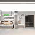 Bright Modern Dessert Shop Interior With Glass Display Cases And Fresh Pastries