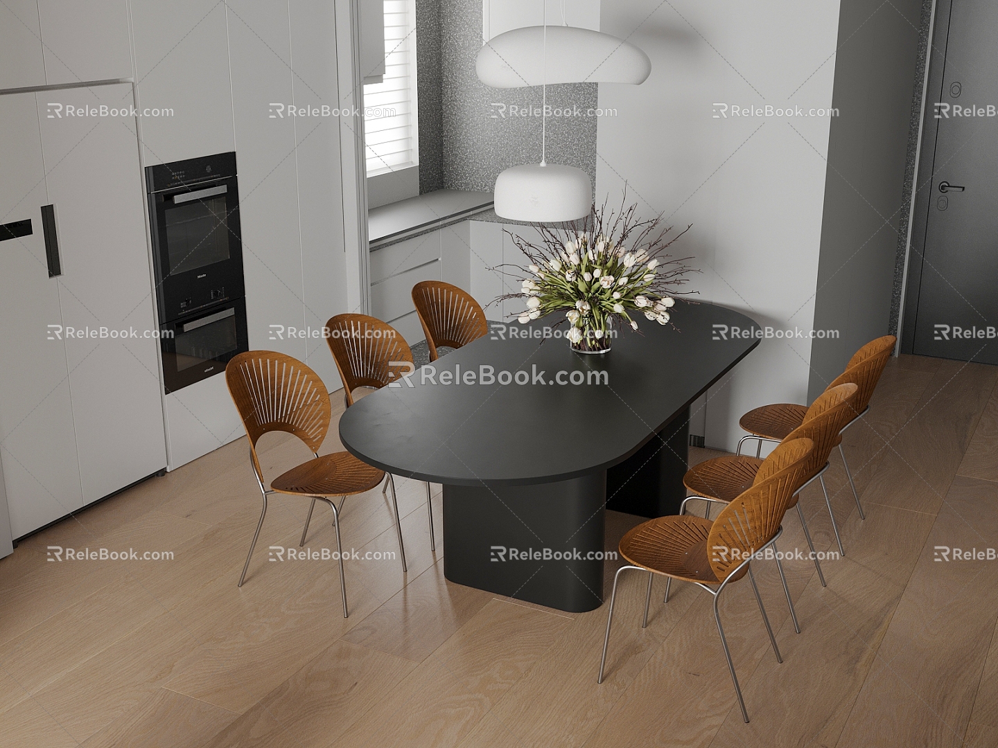 modern dining table and chair 3d model