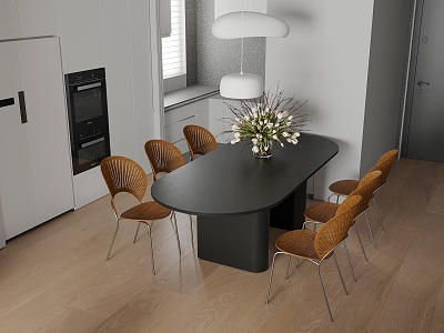 modern dining table and chair 3d model