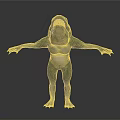 Green Monster Creature With Open Mouth Sharp Teeth Standing Arms Outstretched