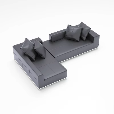 Modern Simple Light Luxury Living Room Multi-Person Leather Sofa 3d model