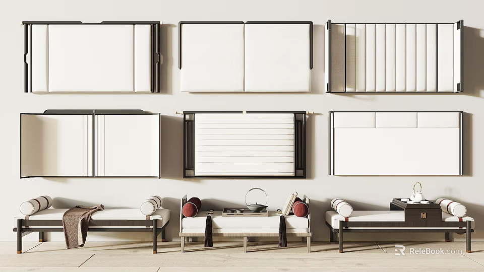 Modern Bedroom Bedside Tables With Different Designs White Black Storage Drawers 3d model