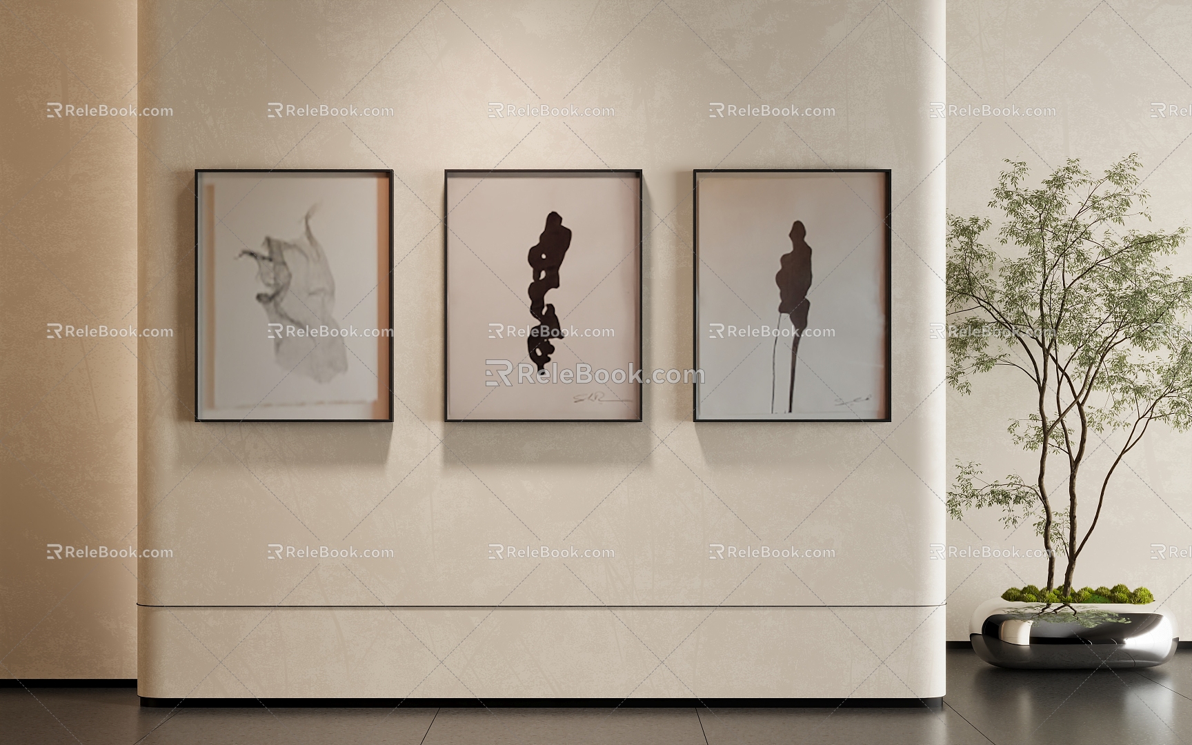 Modern decorative painting combination 3d model