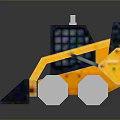 Pixel Art Yellow Utility Loader Vehicle With Black Bucket White Wheels And Cab