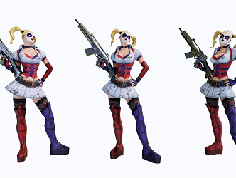Modern game character clown female warrior 3d model
