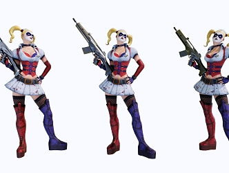 Modern game character clown female warrior 3d model