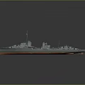 Realistic 3D Warship Model With Detailed Superstructure Gray Hull And Red Bottom