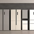 Various Modern Refrigerators Freezers with Multiple Styles and Neutral Colors on 3d model