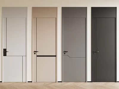 Modern Minimalist Hinged Doors in Multiple Colors with Sleek Design and Handle Details 3d model