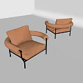 Brown Leather Single Sofa With Modern Design And Metal Frame Structure 3d model