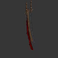 Ancient Warrior Battling Mythical Creature With Ornate Hilt Bloodstained Dual Blades