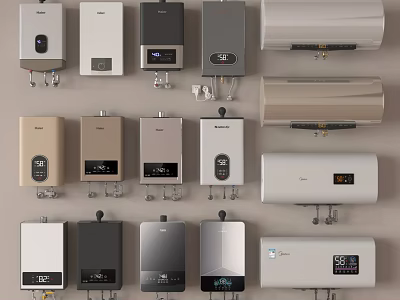 Various Modern Water Heaters With Different Designs For Home Use 3d model