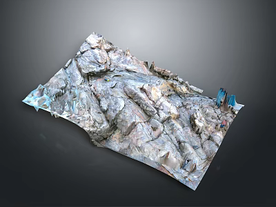 Stone And Wood Detailed Landscape Model With Natural Texture Scenic Terrain Design 3d model