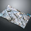 Stone And Wood Detailed Landscape Model With Natural Texture Scenic Terrain Design