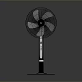 Modern Black And White Pedestal Fan With Three Blades Stable Base And Safety Grill