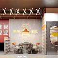 Modern Hotpot Restaurant Open Design With Neon Lights Marble Bar And Glass Windows
