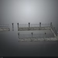 3D Model Fence Components With Stone Pillars And Metal Railings Structure 3d model