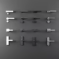 Various Modern Door Handles Featuring Different Designs And Styles On 3d model
