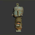 Ancient Style Warrior Sculpture With Turquoise Orange Color Detailed Armor And Headdress