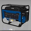 Portable Blue Gasoline Power Generator With Control Panel And Black Frame Handle Design 3d model