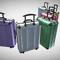 Multiple Colored Suitcases Arranged in Various Hues with Brown in Front